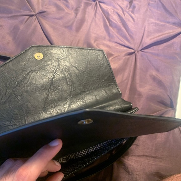 Leather and Suede Clutch with Shoulder Strap - Picture 8 of 9